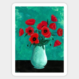 Red Poppies in a Vase Sticker